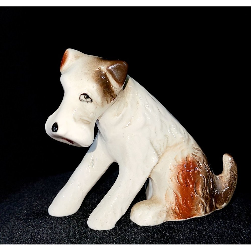Adorable 1950s Fox Terrier porcelain figurine JAPAN